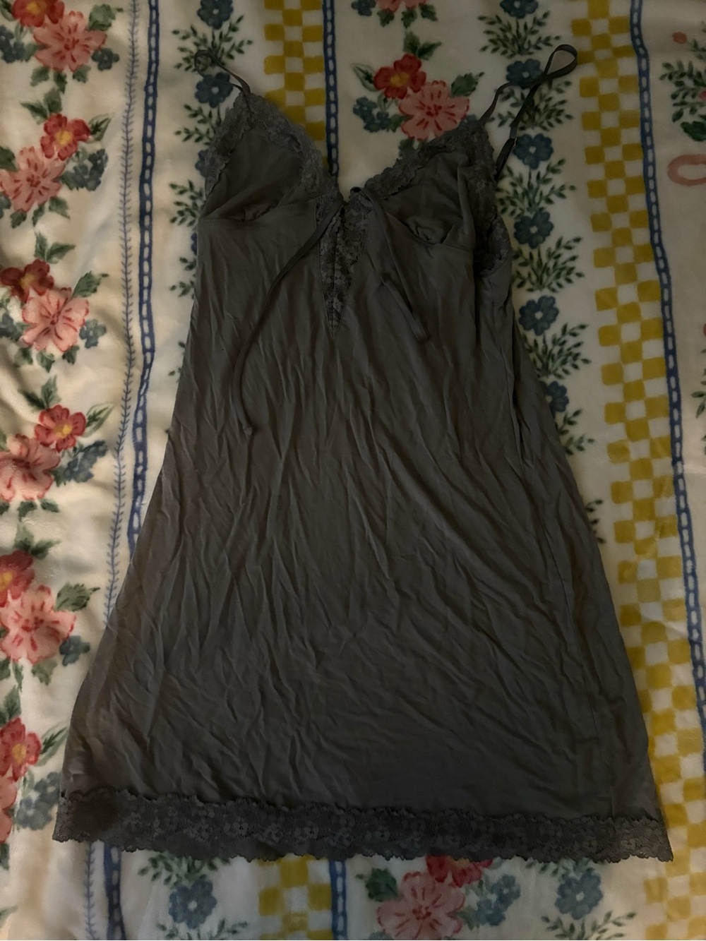 Victoria's Secret Gray Lace-Trim Slip